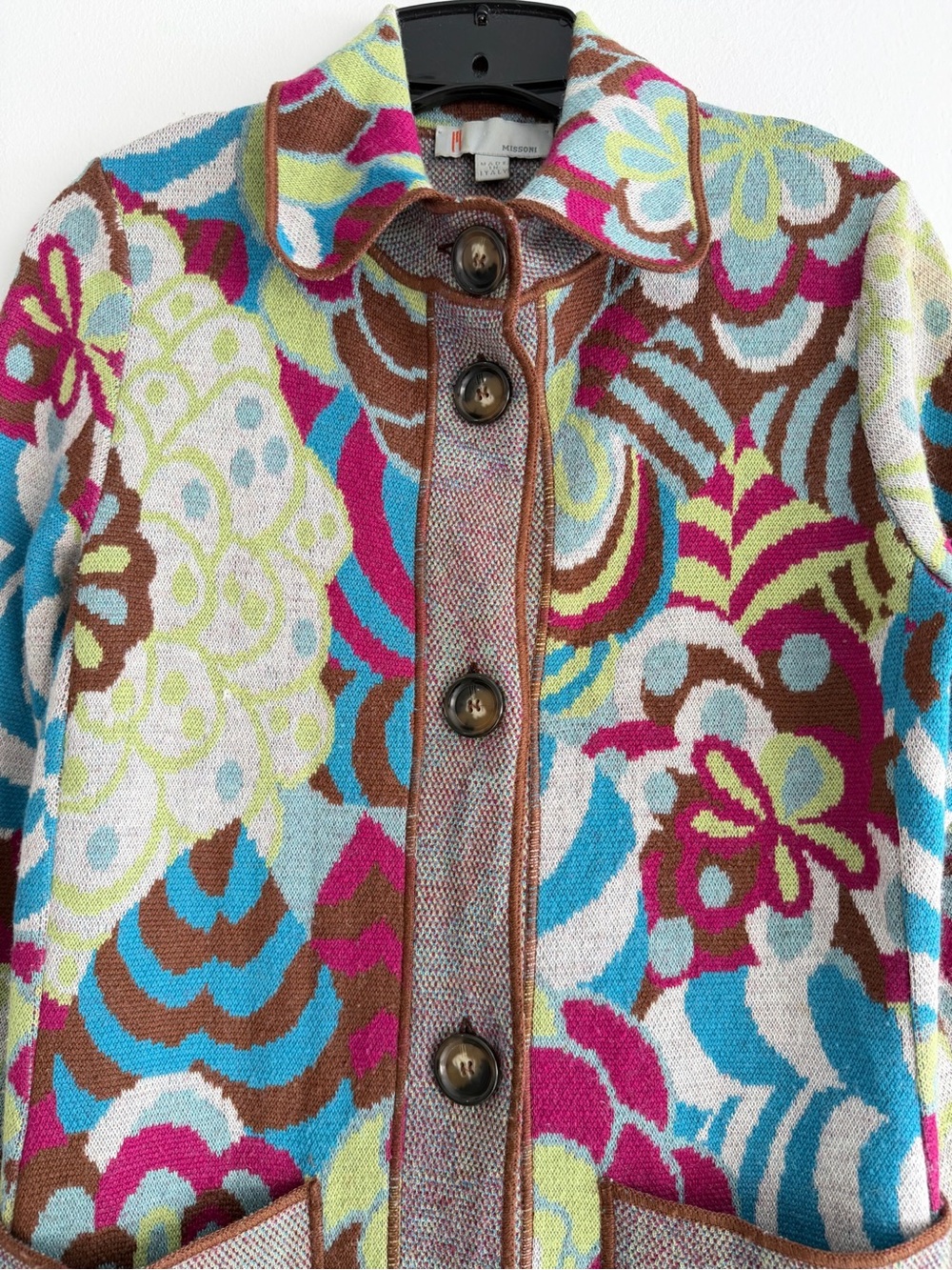 Missoni Multicolor Floral Wool Blend Knit Coat Size 4 Made in Italy 8794 - Picture 5 of 15